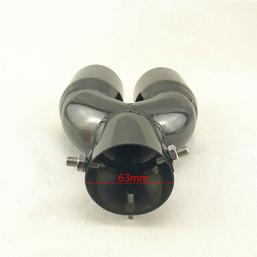 Black Stainless Steel Dual 2.5"Outlet Angled Round Exhaust Muffler Tip Tail Pipe
