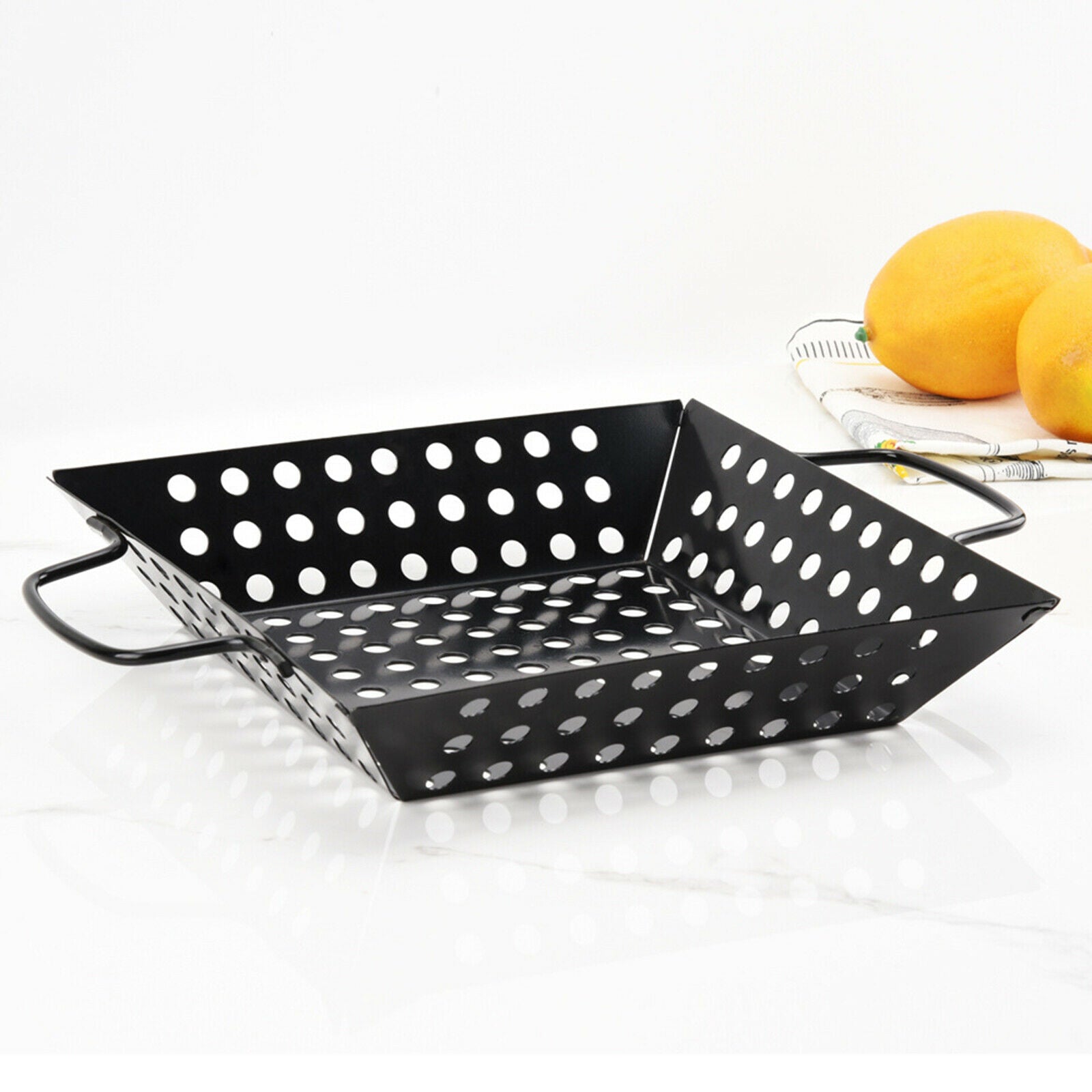 Square Nonstick BBQ Pans Grill Basket Grill Vegetables Fish Meat Seafood