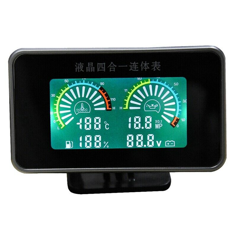 4in 1 LCD Multifunction Car Digital Water Temp Oil Pressure Fuel Gauge VoltmT7L8