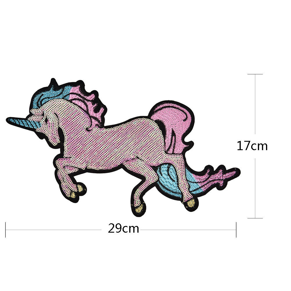 Embroidered Patches Big Horse Sequin Patch IronOn Fabric Badge SewOn Appli.l8