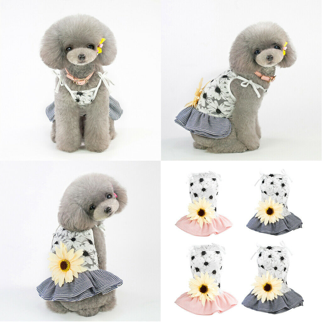 2 x Cotton Dog Dresses, Girl Dog Dress Party Birthday Pet Apparel for