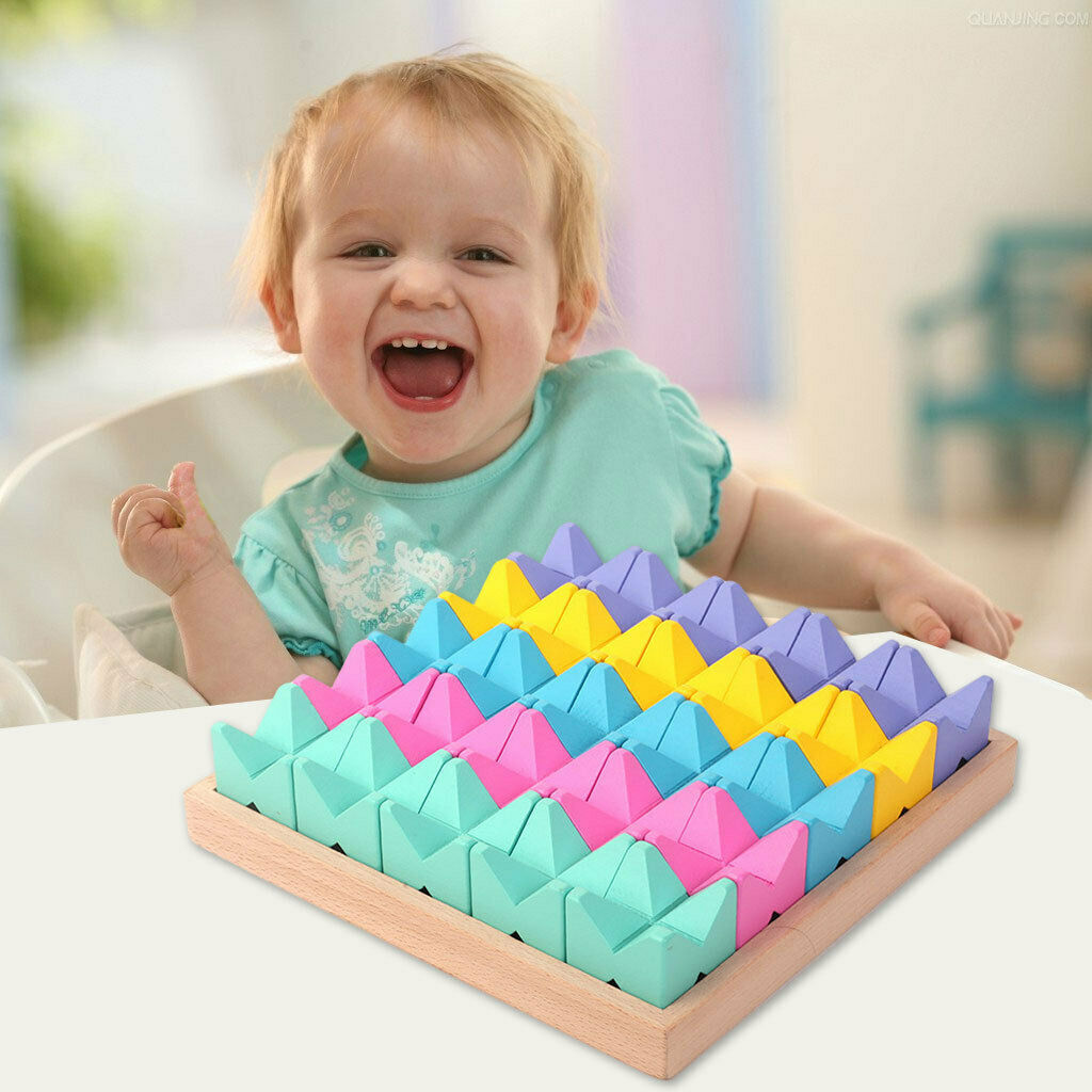 Geometric Shape Match Stacker Puzzle Board Educational Stacking