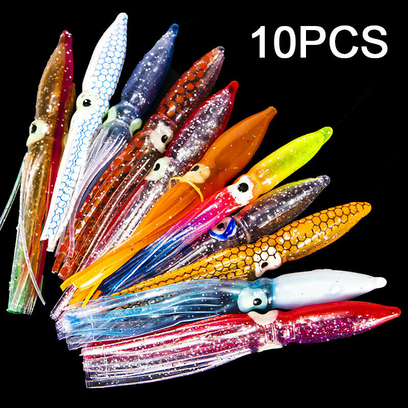 10pcs 8cm Soft Lure Squid Artificial Bait Lures Octopus Tuna Sailfish Ba*AU BU