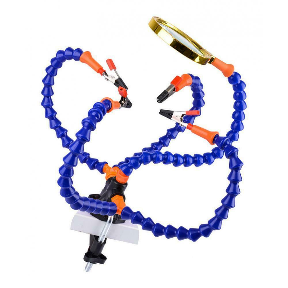 Multifunction Plastic Welding Stand Repair Desk Clamp w/ Magnifying Lens