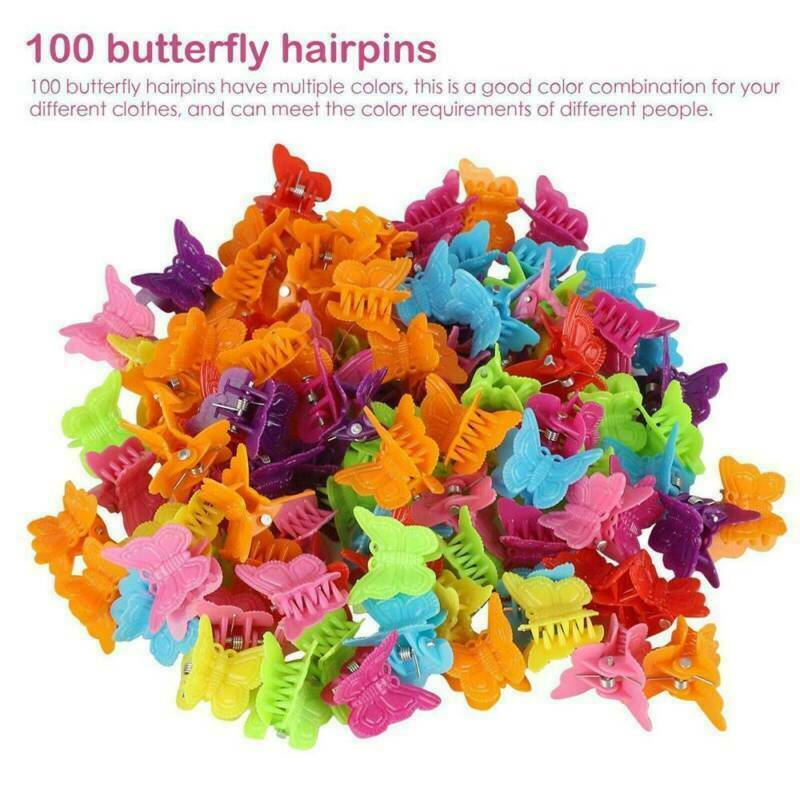 100 Pcs Hair Clips Butterfly Shape Mini Mixed Color Cute Hairpin for Women Girls