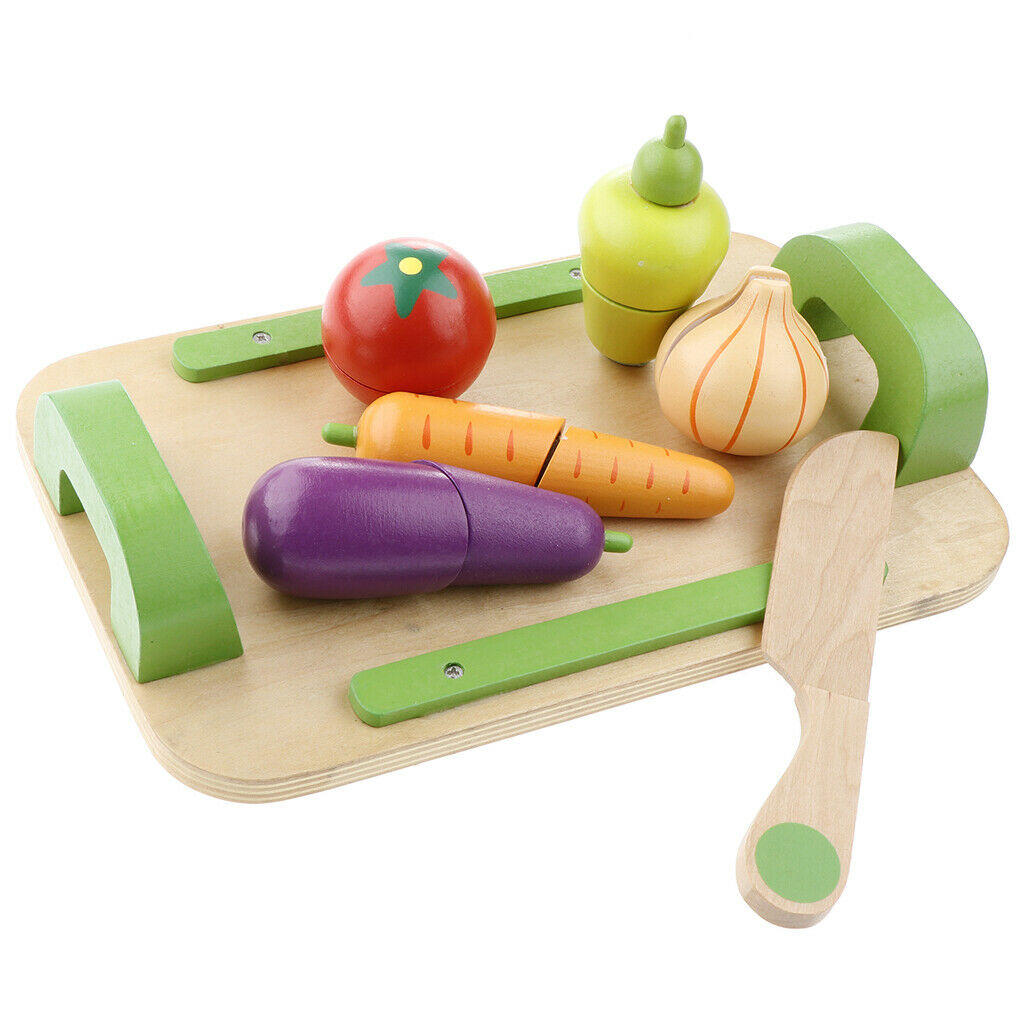 Wooden Cutting Fruit Food Fun Toys Magnetic Cooking Sets Pretend Food Playset