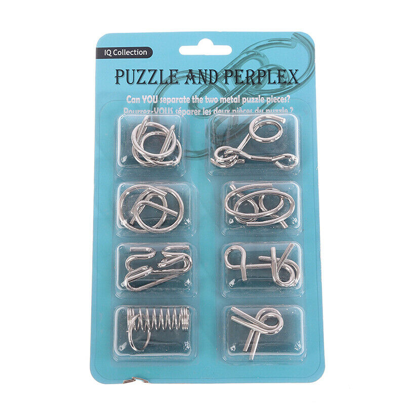 8Pcs/Set Metal Montessori Puzzle Wire IQ Mind Brain Teaser Puzzle ToysI7CA