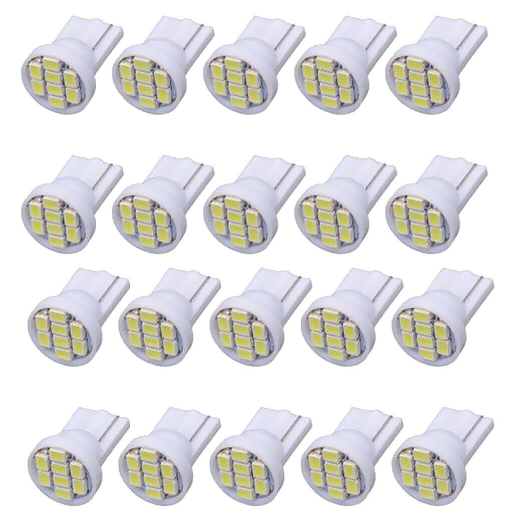 20x T10 Wedge 8SMD LED Gauge Dashboard Instrument Panel Internal White Bulb
