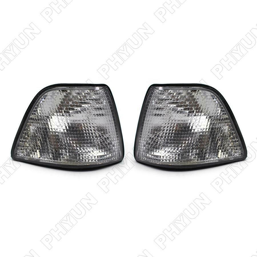 For BMW E36 318i 328i M3 Turn Signal Lights Lamps 63138353280 Gray White Lens