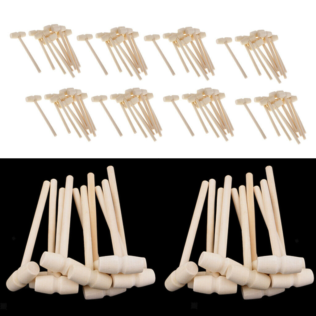 100 Pieces Mini Wooden Hammer Wooden Mallets for  Shell