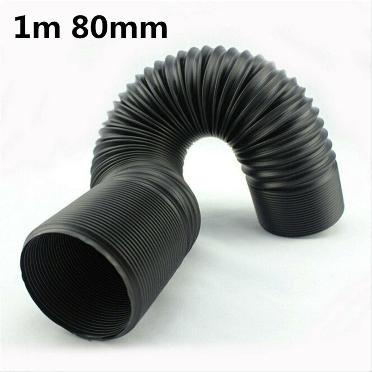 1m 80mm Black flexible cold air hose for car engines air filters induction kits