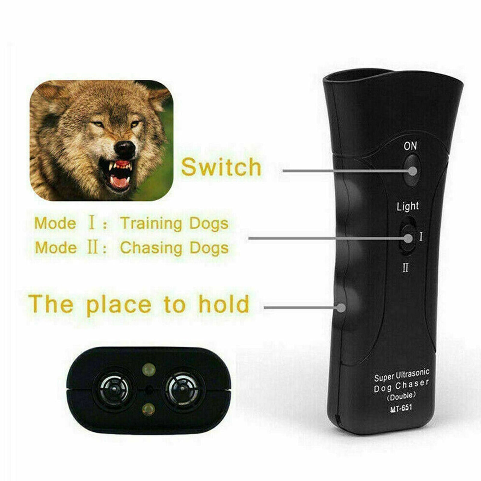 Ultrasonic Anti Dog Barking Pet Trainer LED Light Gentle Chaser Petgentle Device