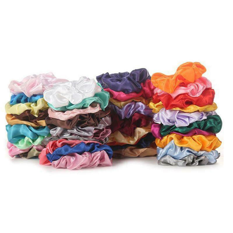40Pcs Satin Elastic Hair Bands Scrunch Ponytail Holder Scrunchy Hair Women Ties