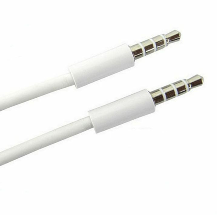 1M 3.5mm Male to Male 4 Pole AUX Audio Headphone Extension Cable Cord Lead white