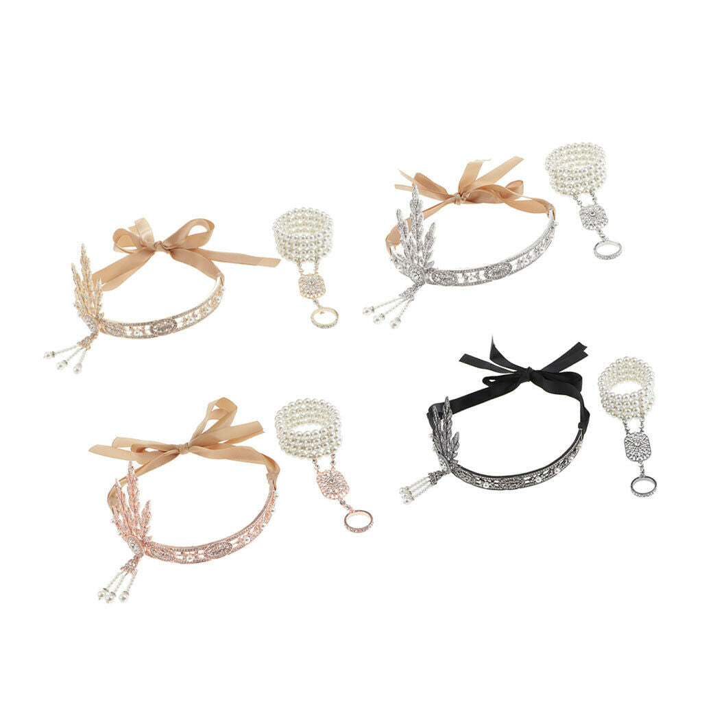 Retro Style 1920s Flapper Headband Hairband Crystal Crown Headdress Party