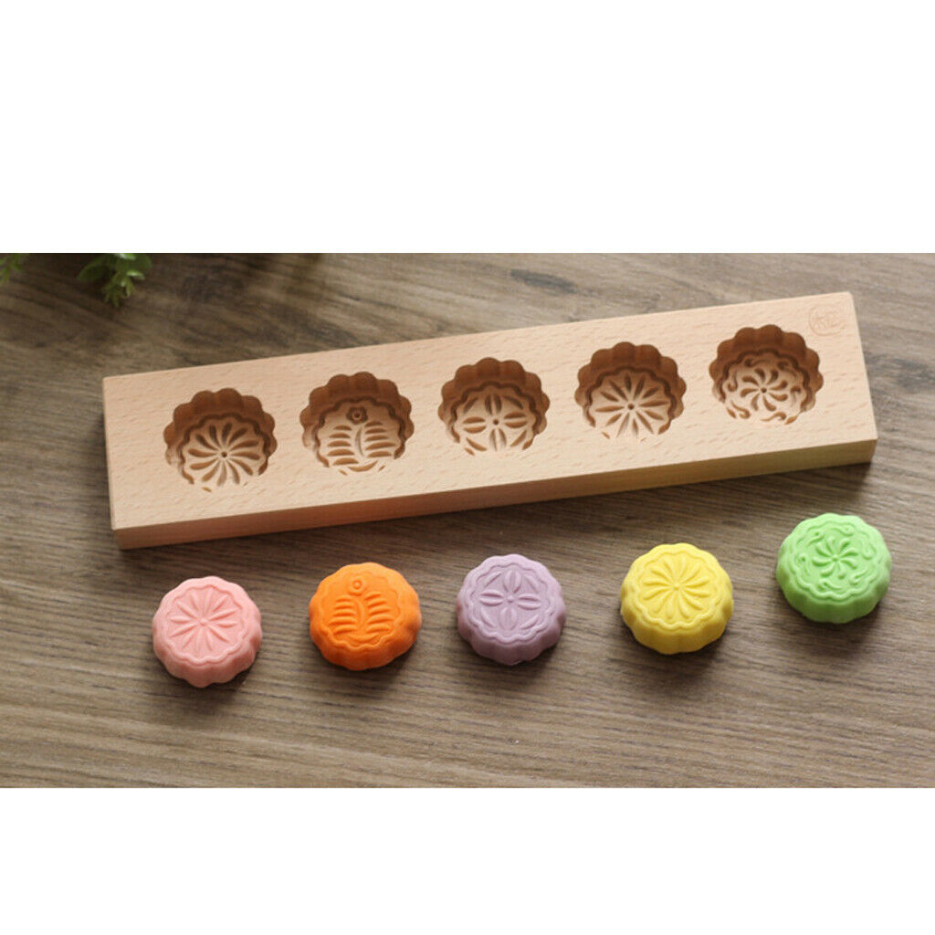 Flower Wooden Handmade Muffin and Mooncake Cups Mould Biscuit Cake Mold #1