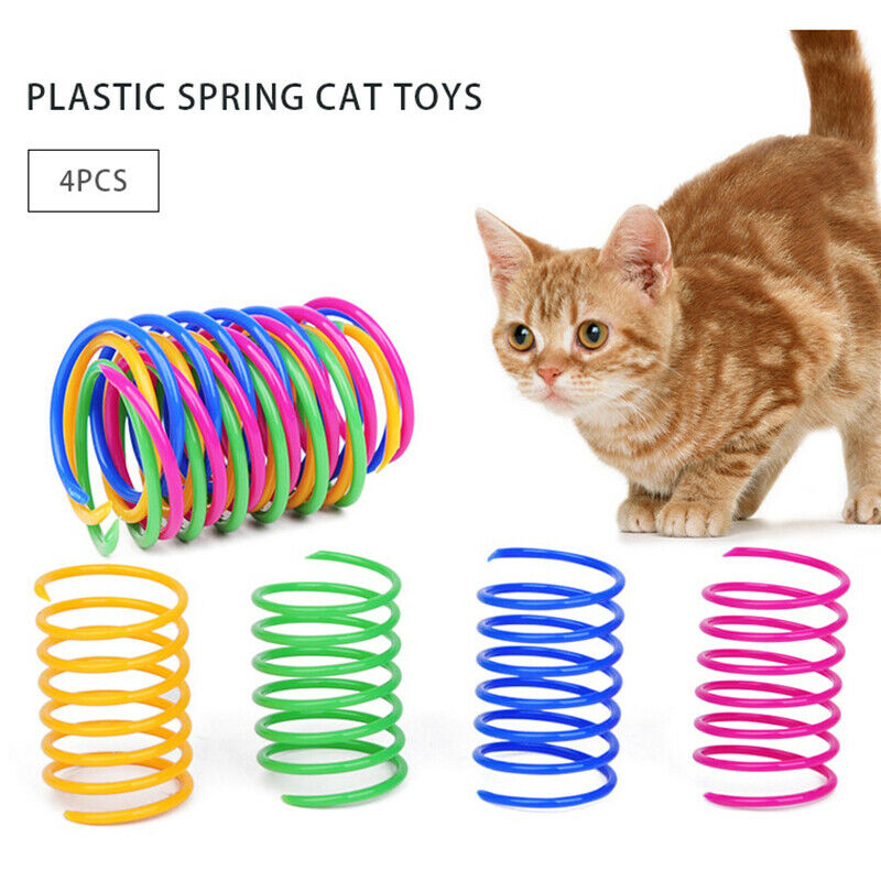 Colorful Cat Spring Toys Plastic Springs Cat Play Toys For Cat Pet Access.l8