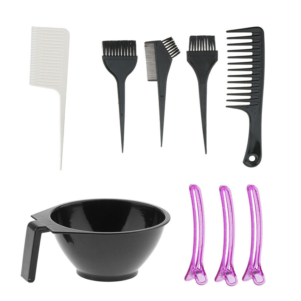 9 Pieces Professional ABS Plastic Hair Coloring Dyeing Kit Mixing Bowl Comb