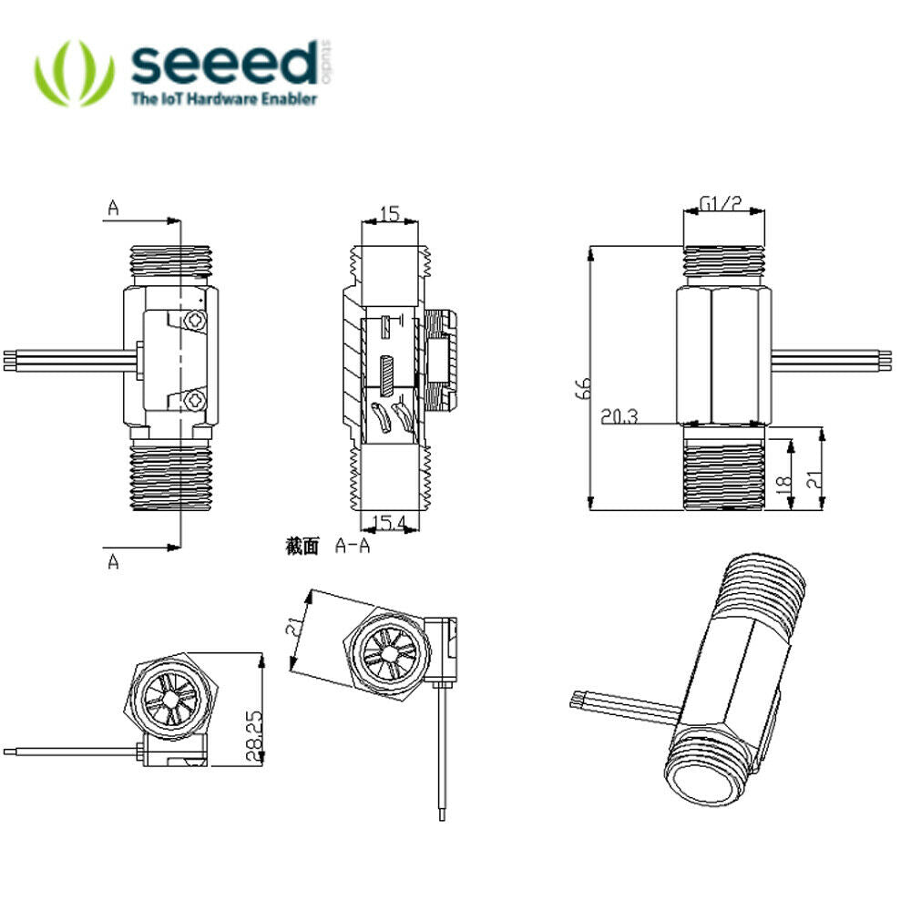 Seeed YF B1-B7 Thread Hall Effect Liquid Water Flow Sensor Switch Flow Meter