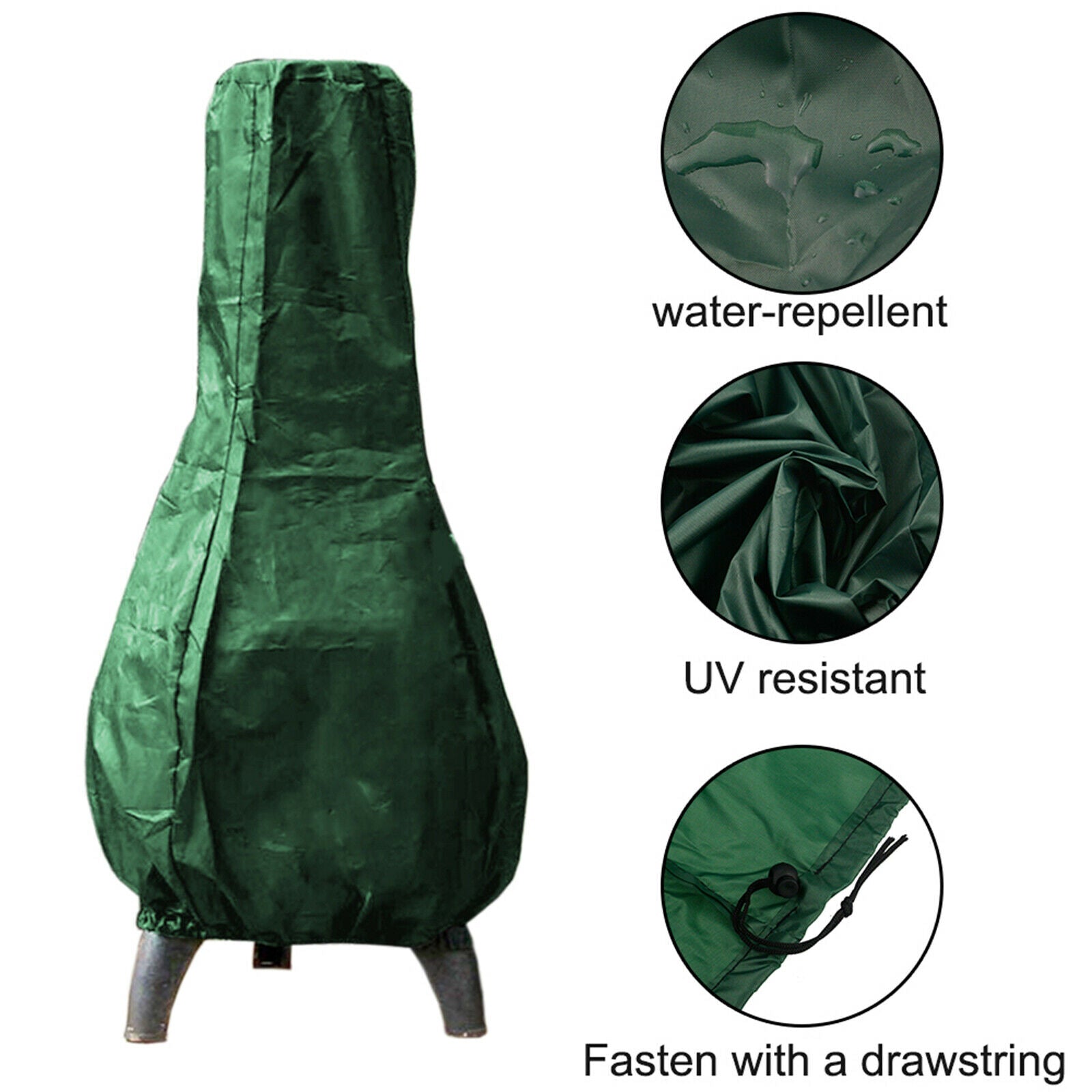 Polyester Chiminea Fire Pit Cover Waterproof Outdoor Grill Stove - Green