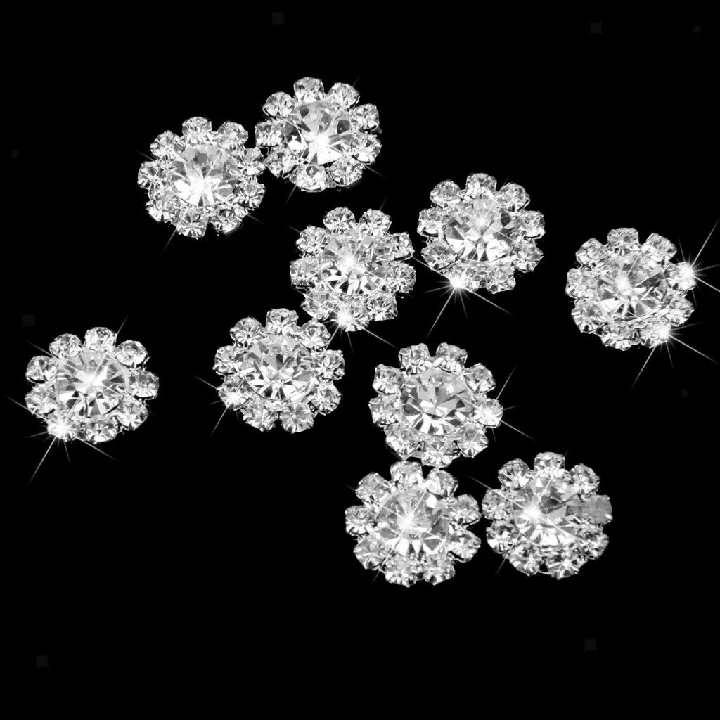 20x Crystal Rhinestone Floral Buttons Flatback Embellishments DIY Crafts 12mm