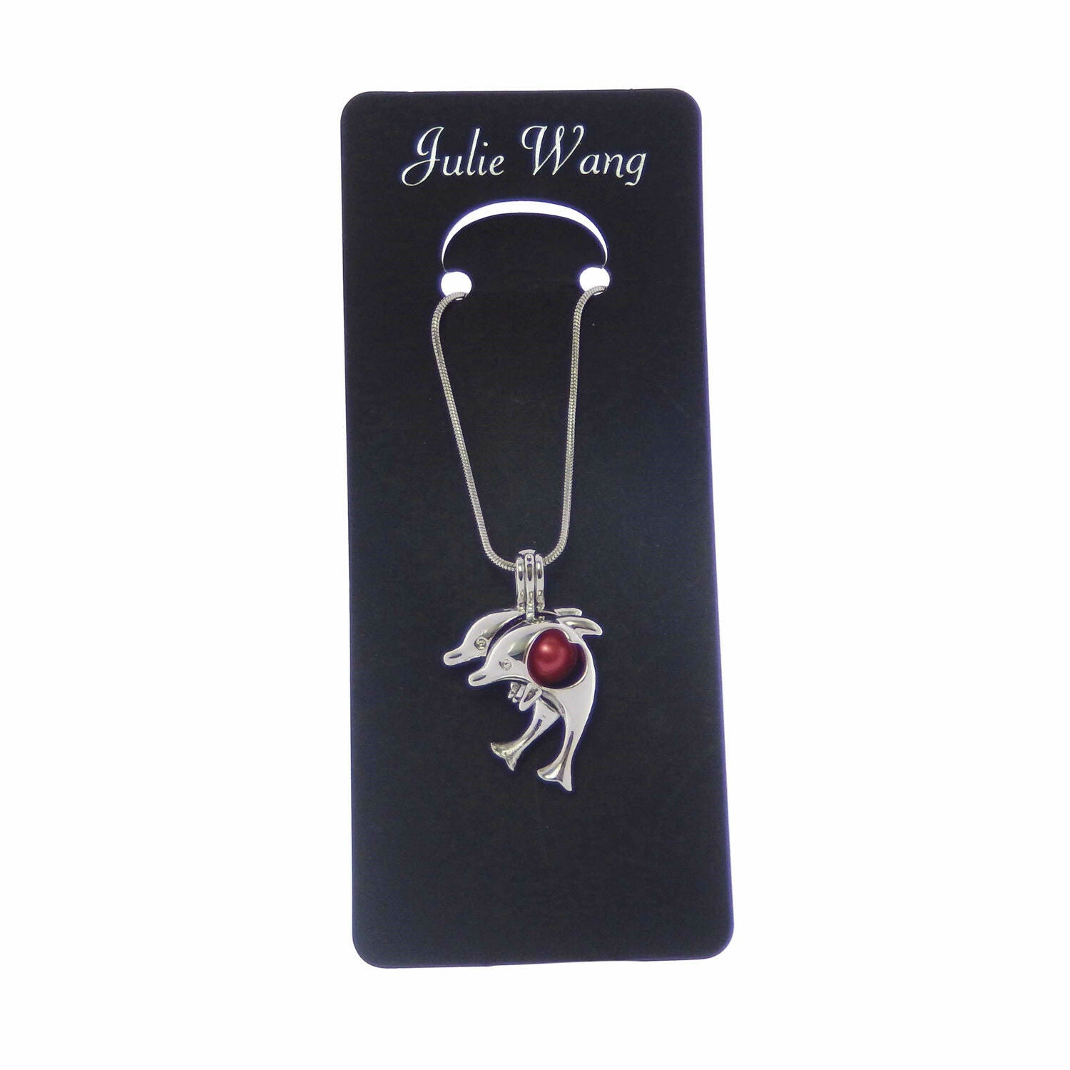 Fashion Womens Dolphins Look Locket Pearls & Beads Cage Pendant Necklace 50 CM