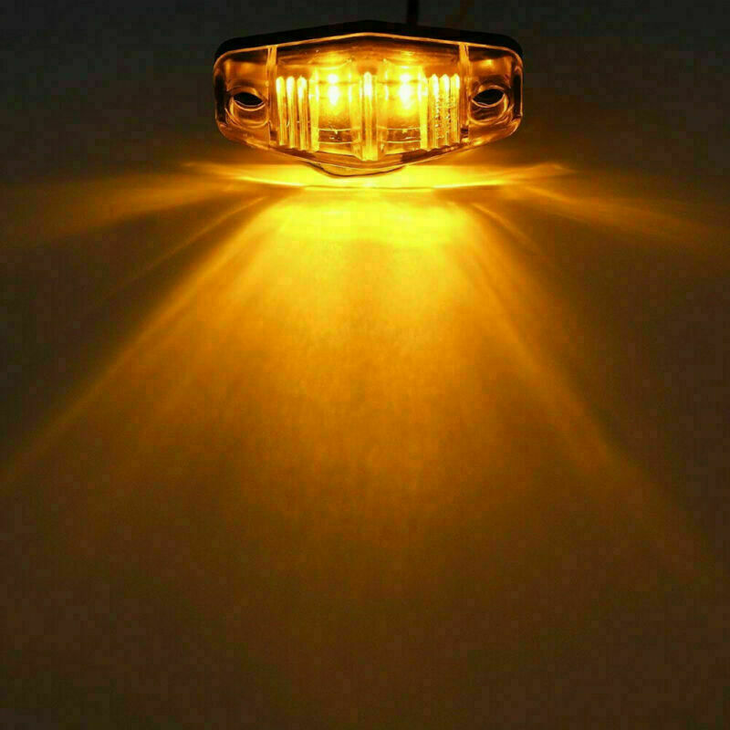 10PCS 2.5" Amber LED Side Marker Light Clearance Lamp Truck Trailer Light 12V