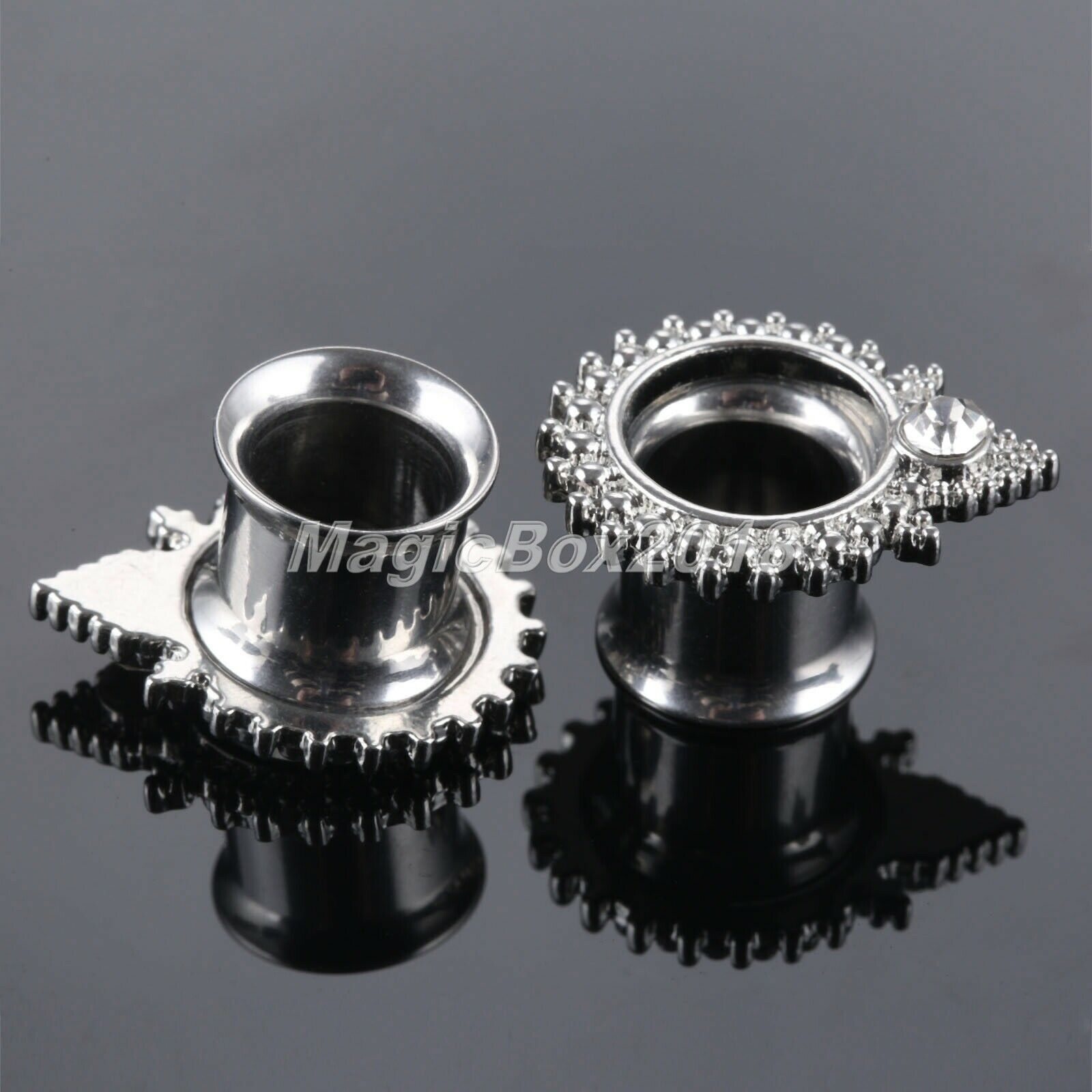 Water Drop Zircon Diamond Ear Tunnels Piercing Jewelry Wedding Hollow Gauge 8mm