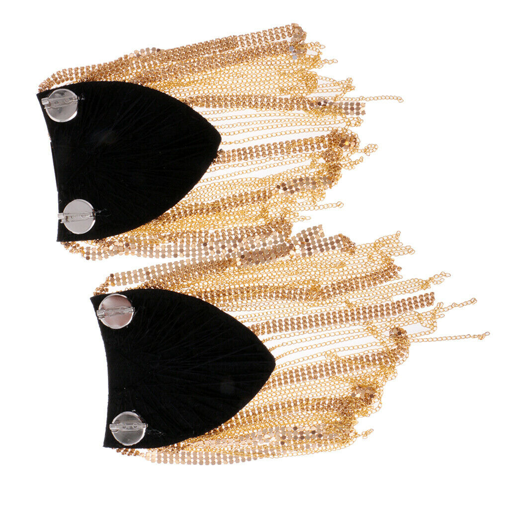 2 Pairs Military Party Star Tassel Link Chain Epaulet Shoulder Boards Badge