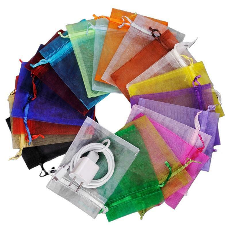 Drawstring Gifts Bags For Slipper Large Organza Packaging Rectangle Mixed Colors