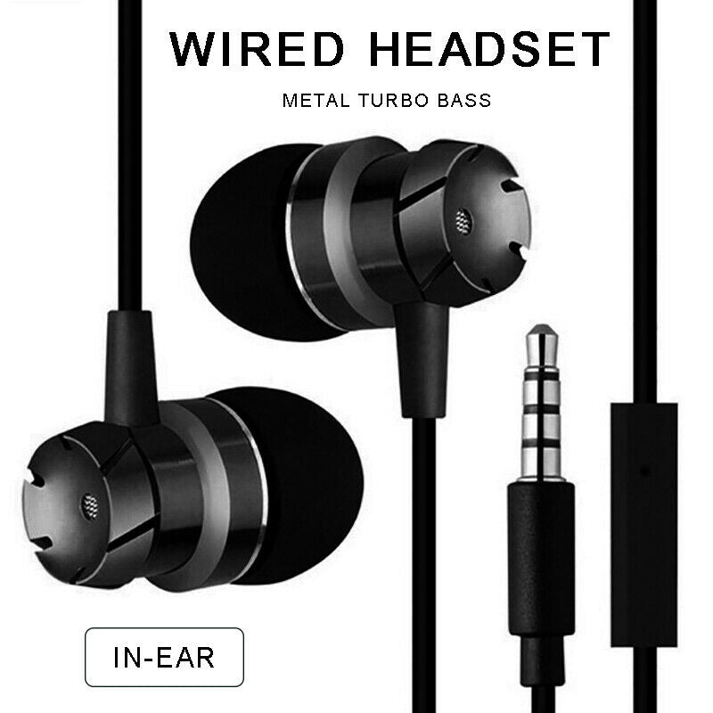Super Bass Turbine Metal Headphones In-Ear Headset Earphones With Microphone Mic