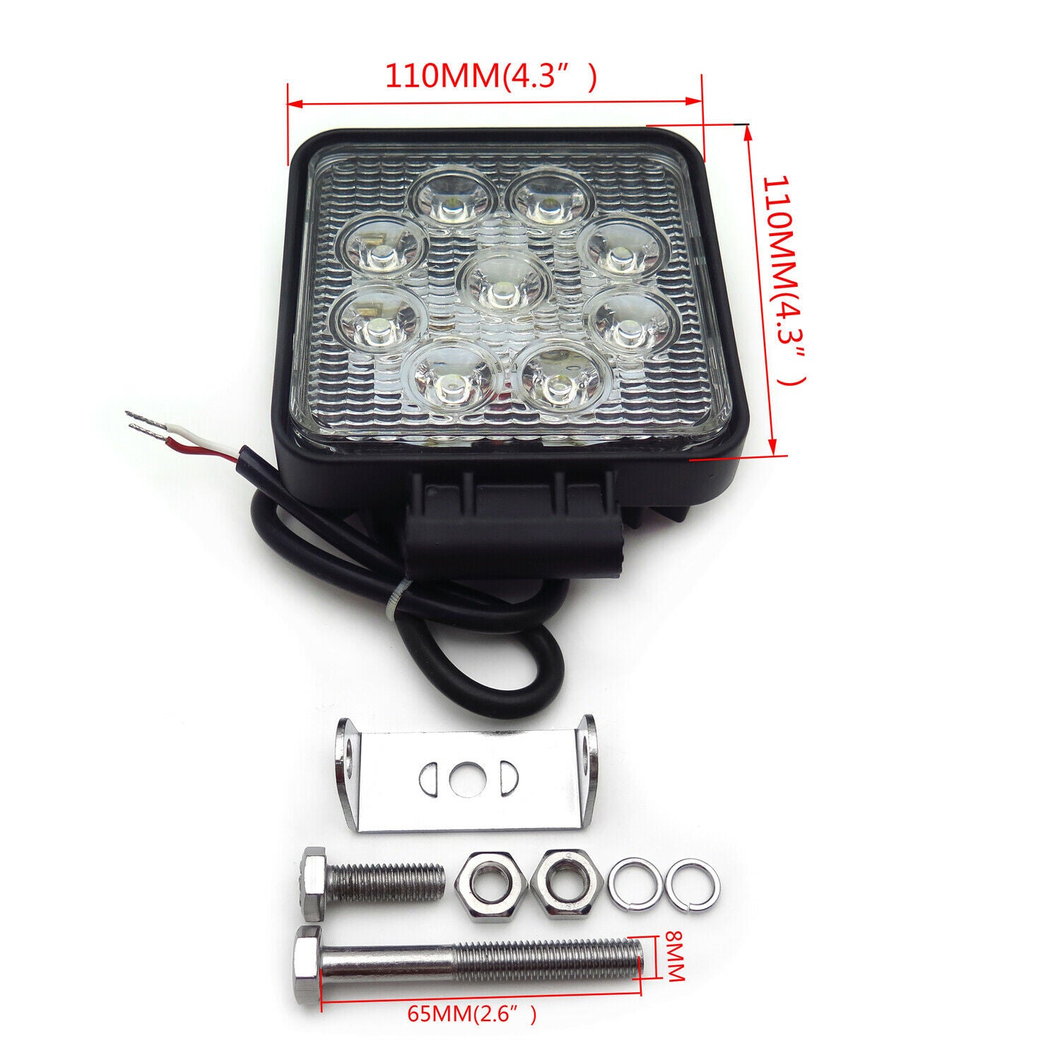 Square 27W Spot BEAM LED Off Road Work 9 LED Light 12V 24V USE SUV Car Truck