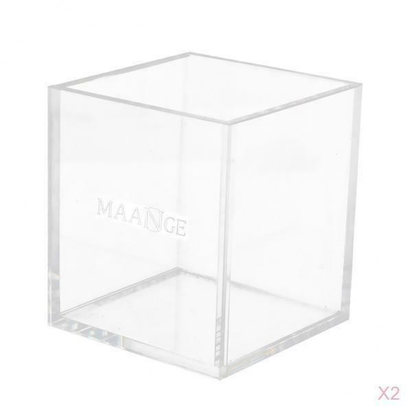 2 Pieces Premium Square Acrylic Makeup Holder Pencil Brush Cup Countertop