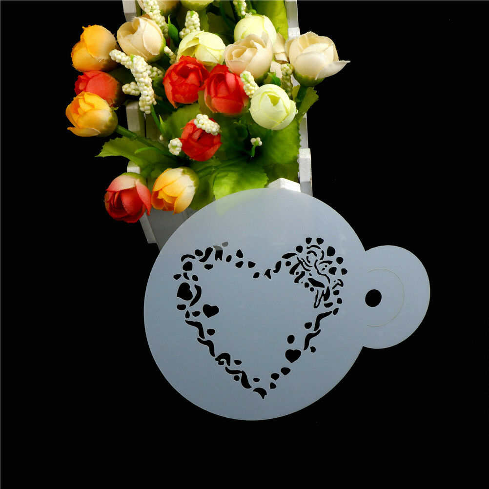 Novelty 3PCS/SET Heart Fondant Cake Stencil Cappuccino Cupcake Decoratio.l8