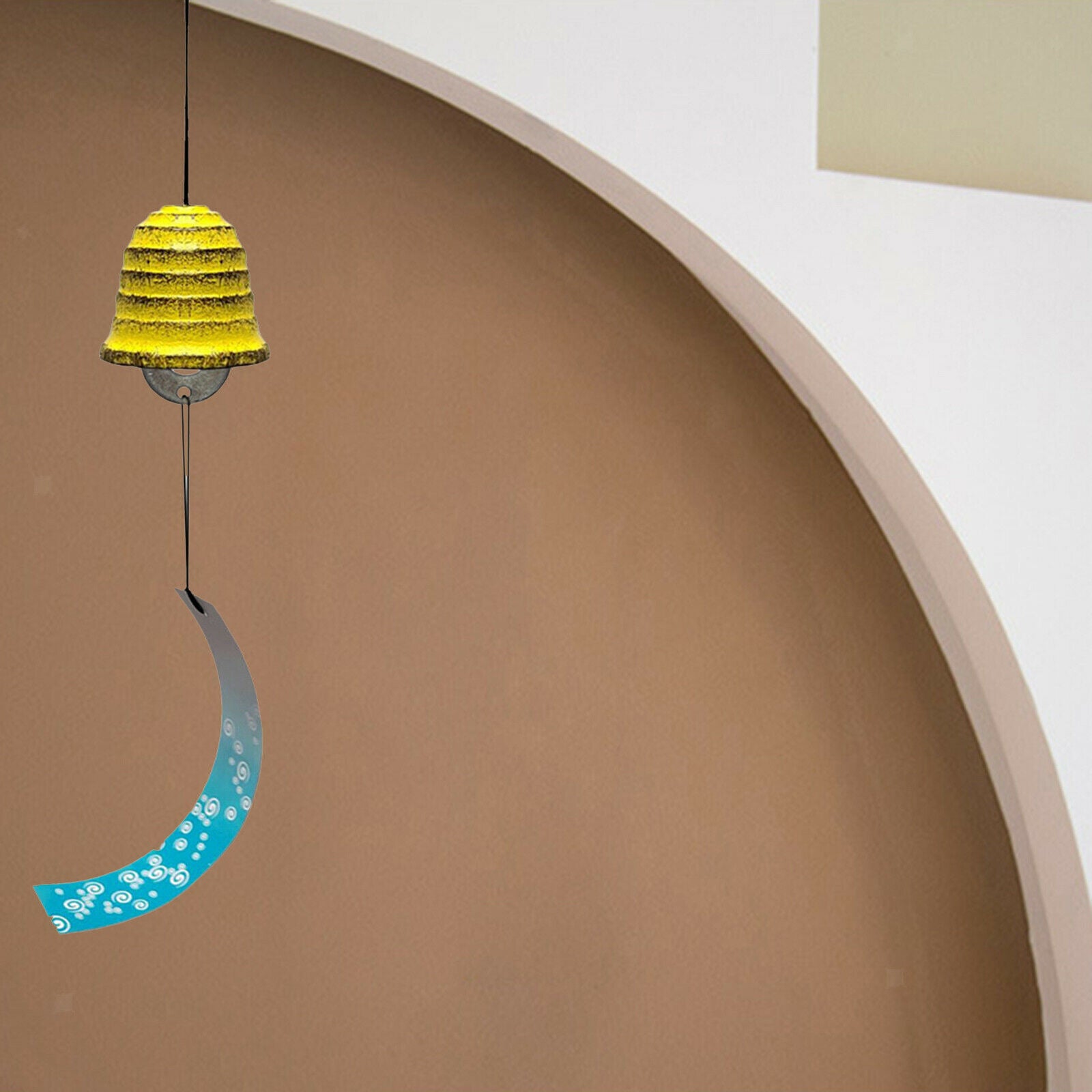 Iron Art Wind Chime Wind Bell for Indoor Outside Patio Yard Home Decor Yellow