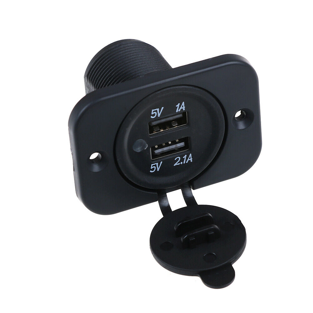 Dual 2 USB outlet 1A & 2.1A port socket charger for car boat motorcycle 12voltDD