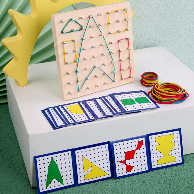 Wooden Toys Geoboard Mathematical Manipulative Block-30Pcs Pattern CardsFCA