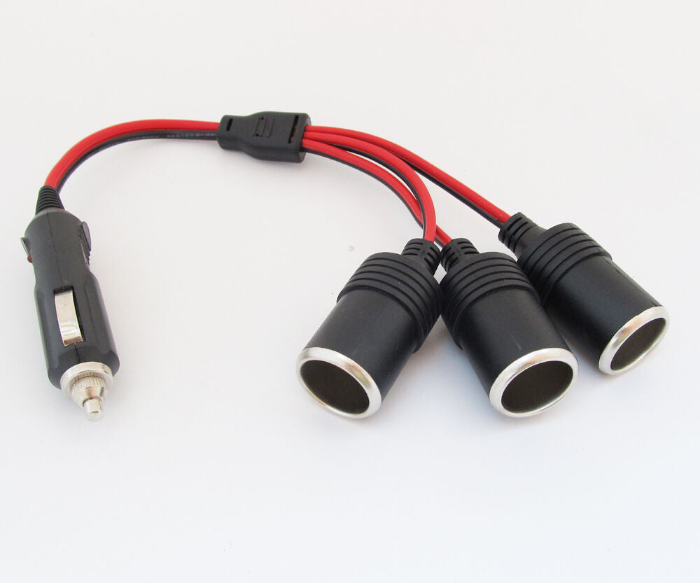 10x 12V 24V Car Cigarette Lighter Charger 1 to 3Way Socket Outlet Splitter Cable