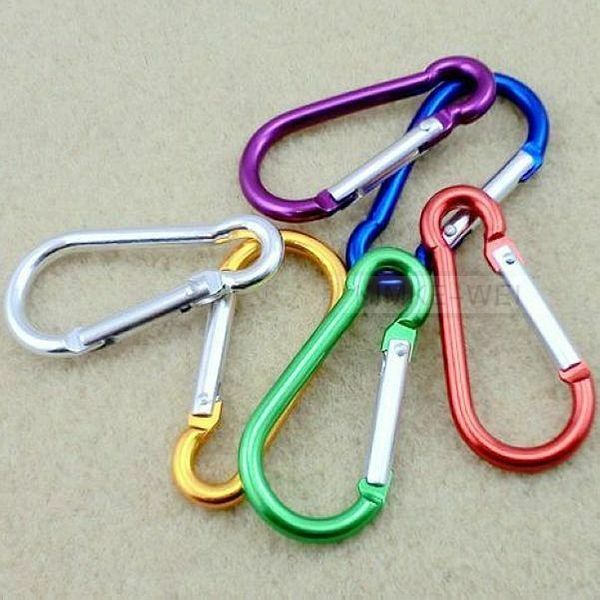12PCS 6 COLORS GOURD SHAPE ALUMINUM SELF LOCKING CARABINER CLIP