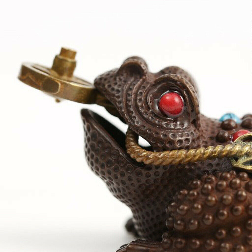 Chinese Feng Shui Decor Lucky Money 3 Legs Toad Frog Incense Burner Statue S