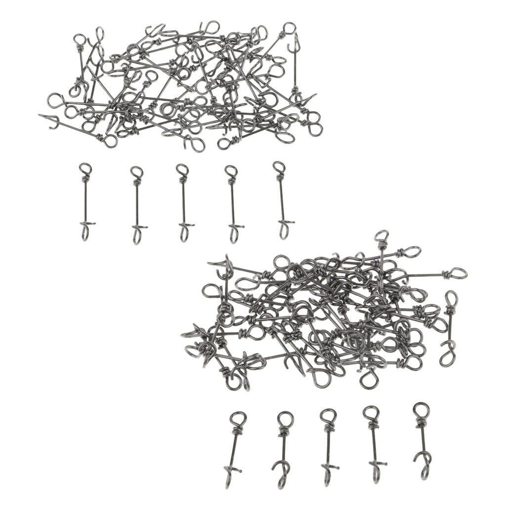 100pcs Powerful Fishing Fastach Clips Flexible Stainless Steel Connectors Snap
