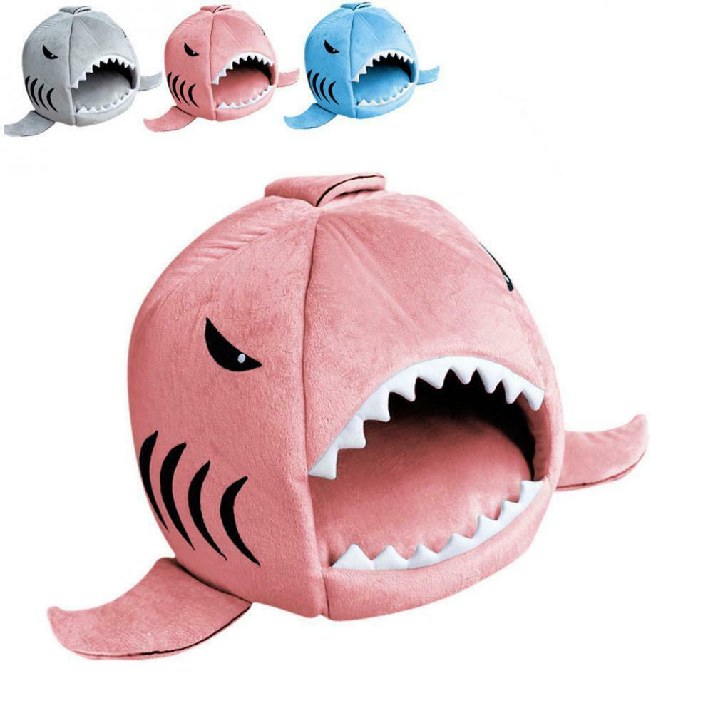 Cat Pet Shark Bed Puppy Dog Cuddly Pillow Mat Nesting Rest Pink