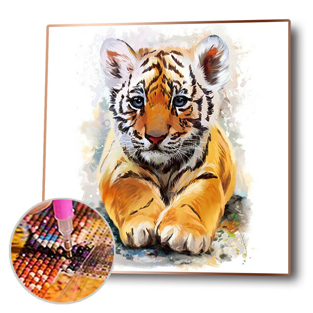5D Full Round Drill Diamond DIY Little Tiger Rhinestone Picture Craft Home Decor