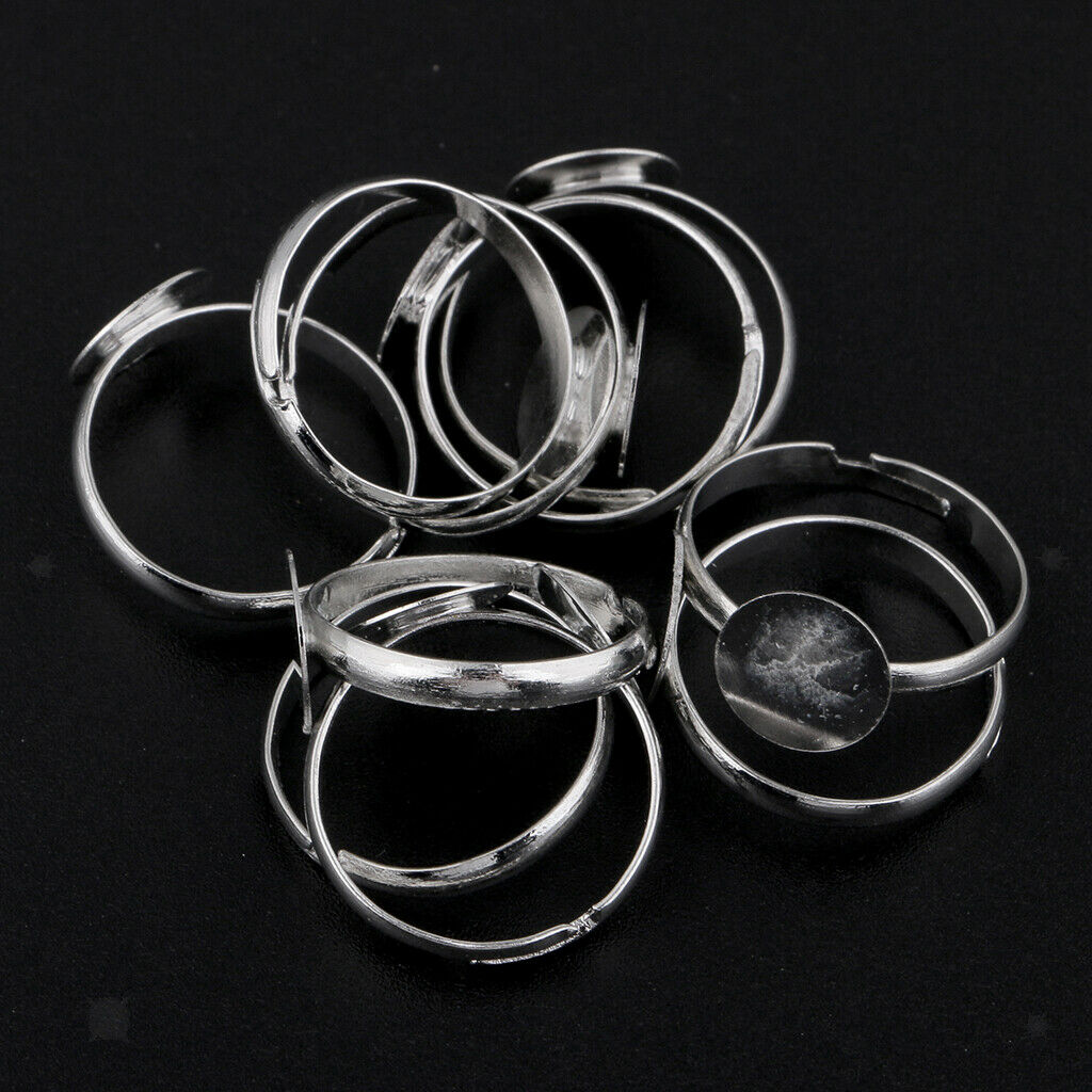 10 Pieces Adjustable Cabochon Ring Findings Base Ring Blanks 10mm