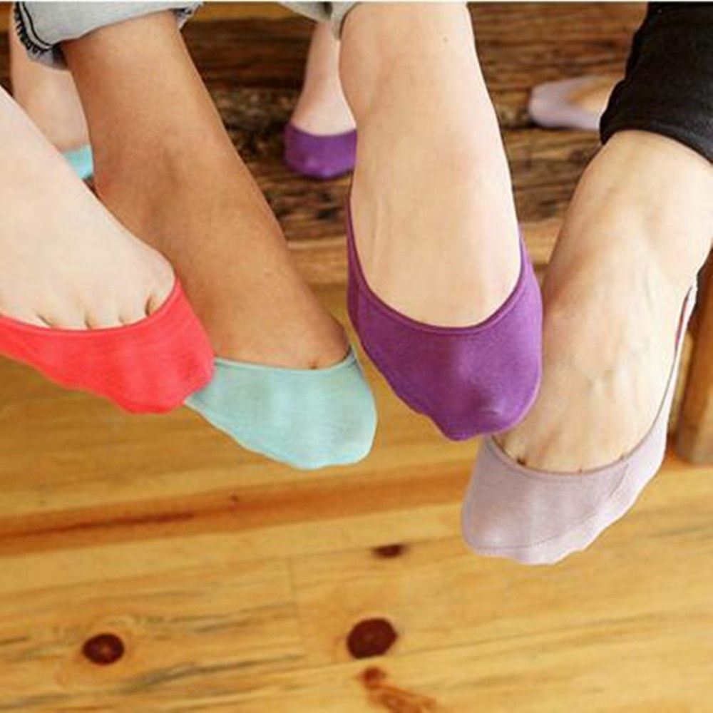 1 Pair Women's Cotton Antiskid Invisible Liner No Show Low Cut Ankle Socks