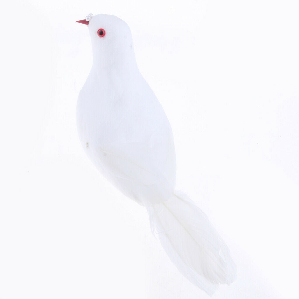 5Pcs Artificial Foam Feather White Doves Birds Craft Birds Home Wedding Decor