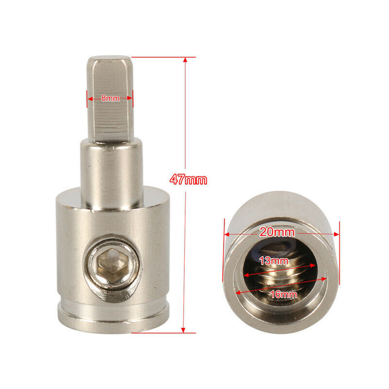 2PCS Input Wire Reducer Adapter Terminal 0 to 4 Gauge GA AWG Brass Nickel Set