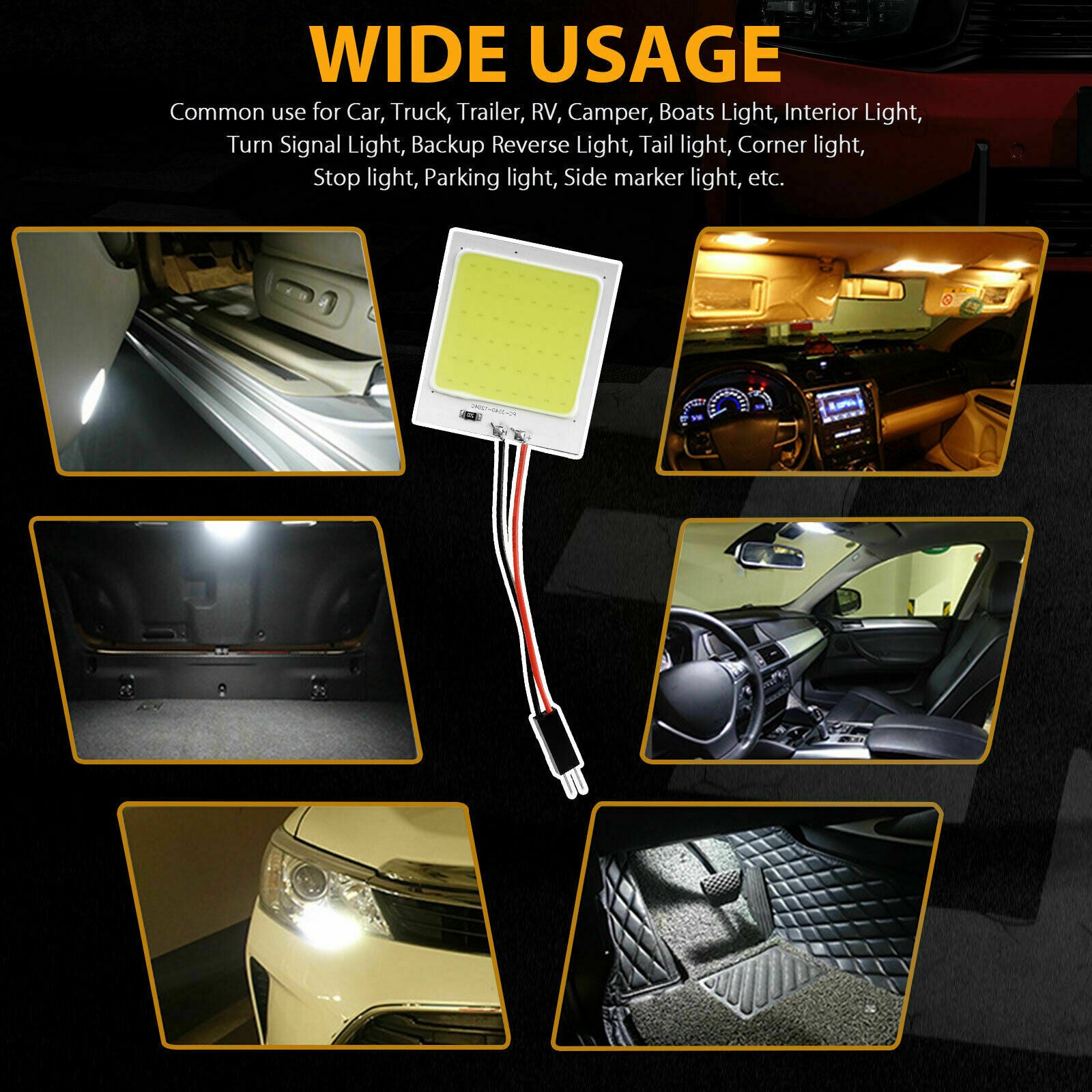 10pcs 48SMD COB White LED T10 BA9S Car Interior Panel Light Dome Map Lamp Bulbs