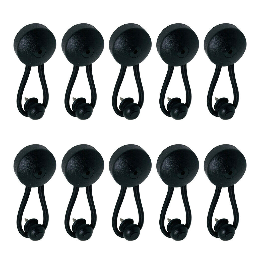 10pcs Elastic Bungee Nylon Shock Cord Fastener for Canvas Covers, Black with
