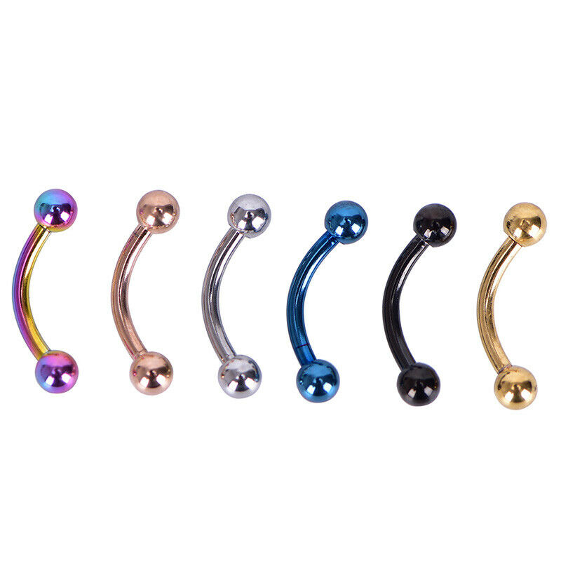 12Pcs/Set Curved Bar Barbell Ball Spike Tragus Eyebrow Lip Ring Body Pier.l8